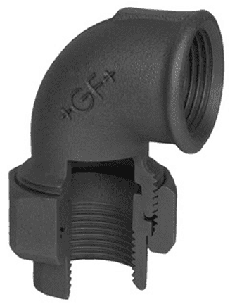3-delige Knie Koppeling 1-1/4&quot; BSPP(F) Gietijzer Zwart - merk: GF