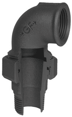 3-delige Knie Koppeling 1/4&quot; BSPT(M)xBSPP(F) Gietijzer Zwart - merk: GF